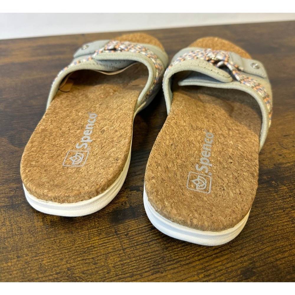 Spenco Women's Bonaire Orthotic Slide Sandals Checkered Cork Size 9 B Comfort - Picture 6 of 10